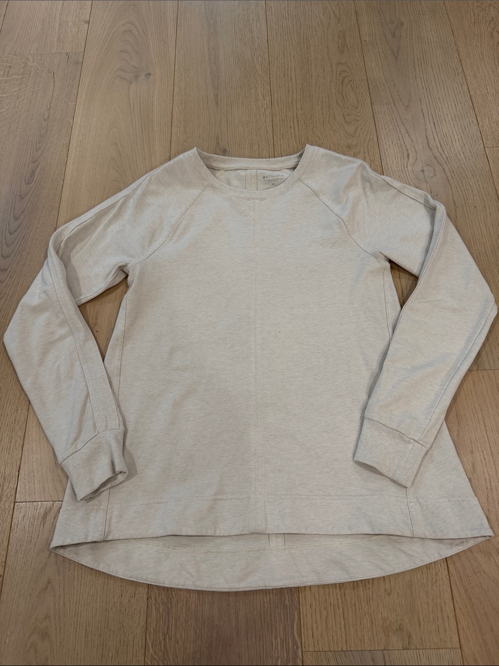 Athleta Light Beige Long Sleeve Crewneck Top Size XS